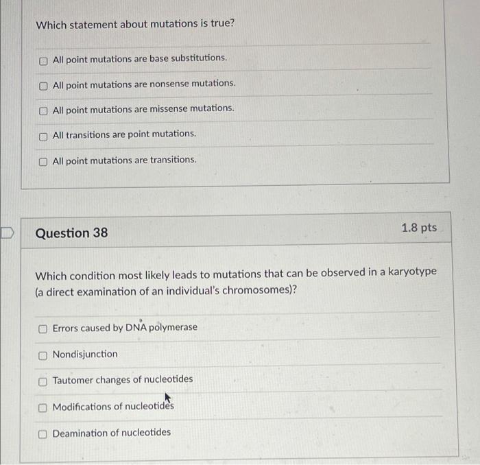 Solved Which statement about mutations is true? All point | Chegg.com