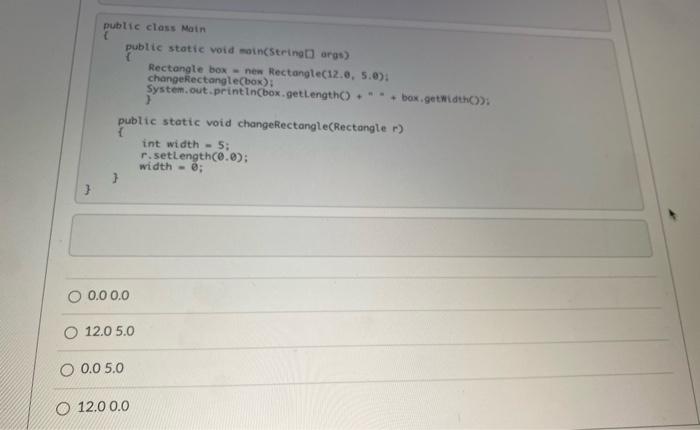 Solved } Predict the output. class Rectangle { private | Chegg.com