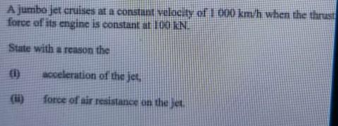 Solved A jumbo jet cruises at a constim ralae, of ong kmk | Chegg.com