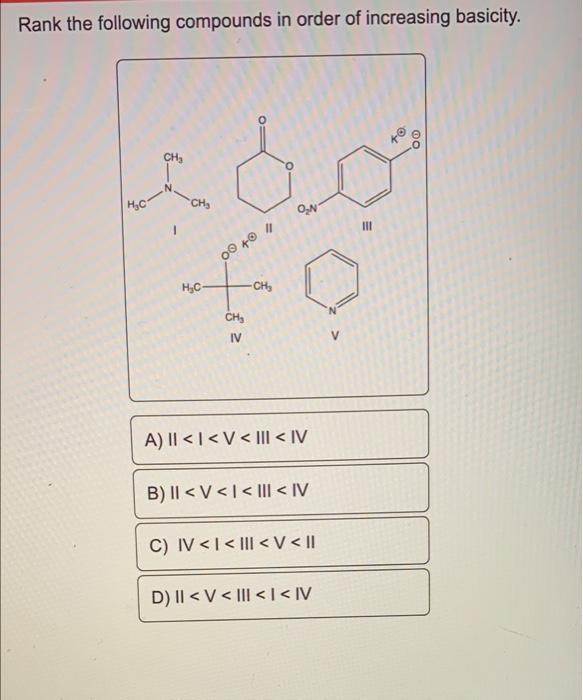 Solved Rank the following compounds in order of increasing | Chegg.com