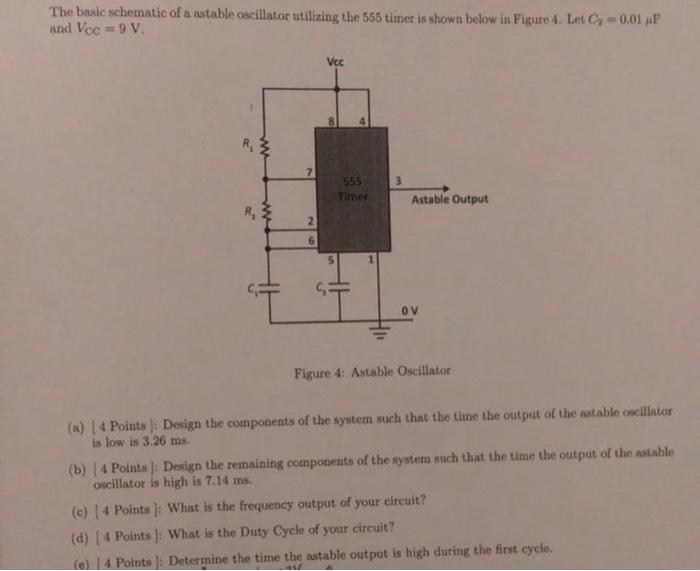Solved The basic schematic of a astable oscillator utilizing