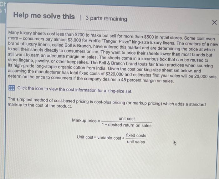 Solved Many luxury sheets cost less than 200 to make but