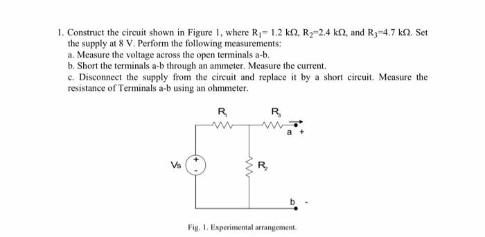 Solved 1. Construct the circuit shown in Figure 1, where R,= | Chegg.com