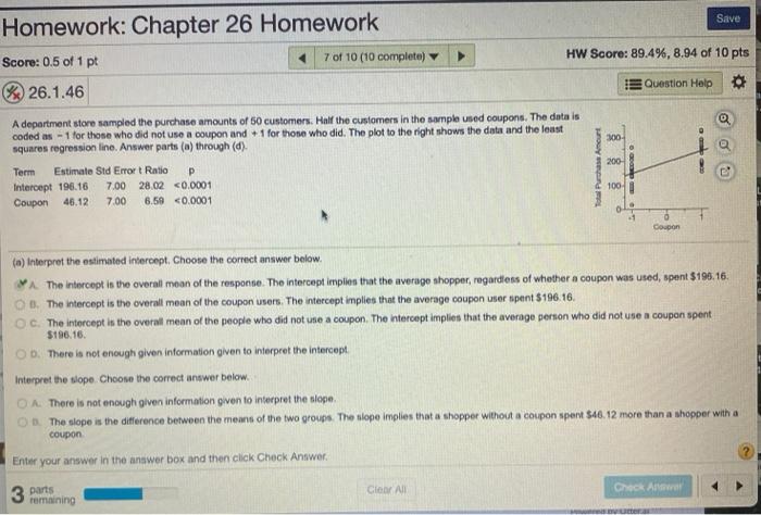 Solved Save Homework: Chapter 26 Homework Score: 0.5 of 1 pt | Chegg.com