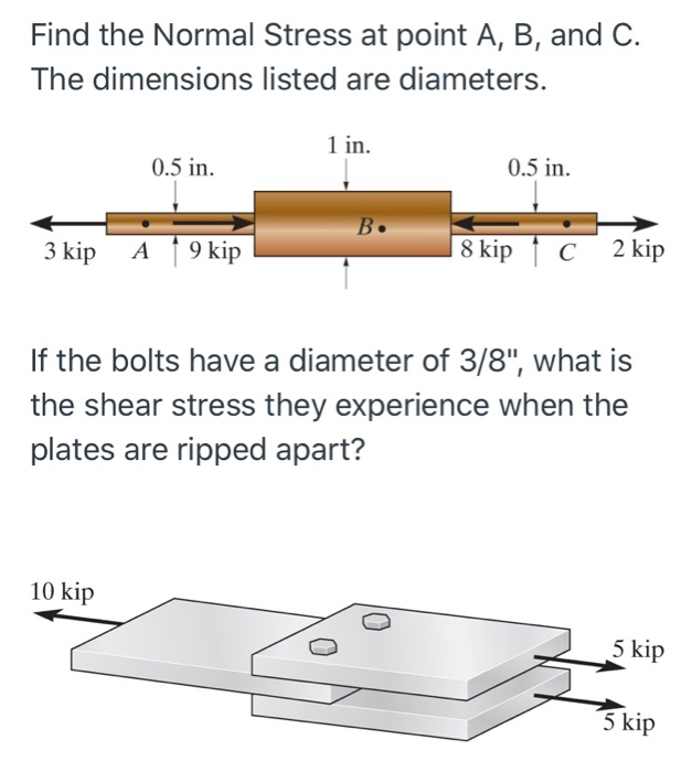 Solved Find the Normal Stress at point A, B, and C. The | Chegg.com