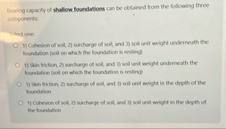 Solved Bearing capacity of shallow foundations can be | Chegg.com