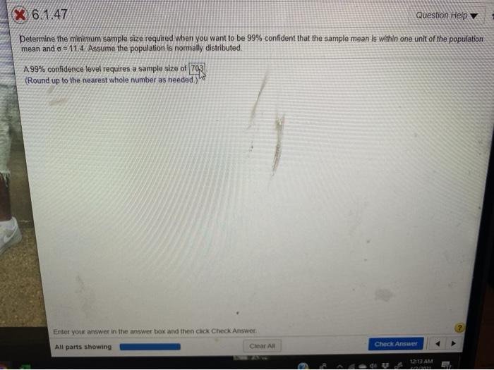 Solved X 6.1.47 Question Help Determine the minimum sample | Chegg.com