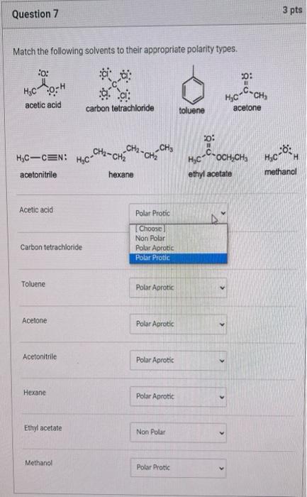 Solved Match The Following Solvents To Their Appropriate | Chegg.com