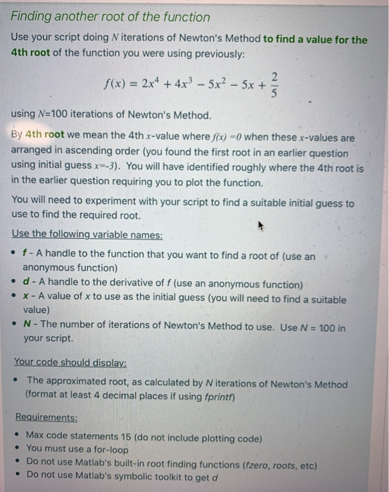 Solved Finding another root of the function Use your script | Chegg.com