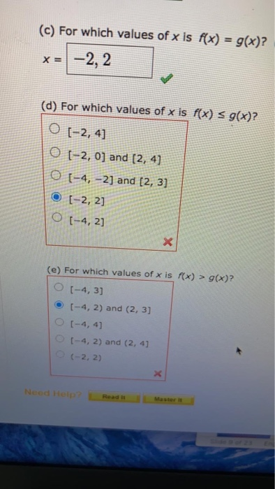 Solved C For Which Values Of X Is F X G X 2 2 X Chegg Com