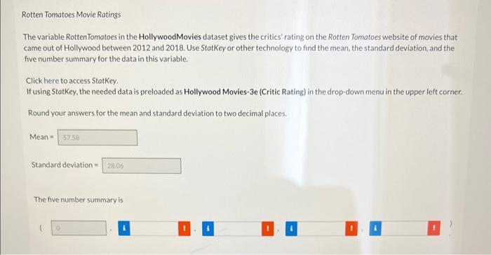 Rotten Tomatoes Movie Ratings The variable | Chegg.com