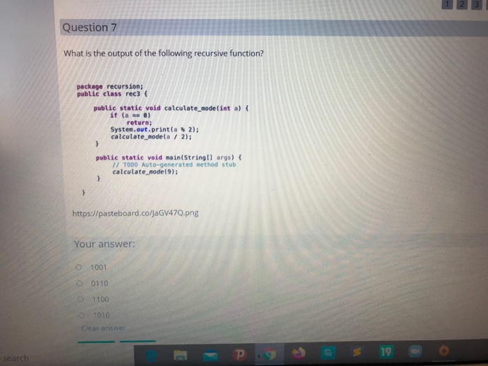 Solved Question 7 What is the output of the following | Chegg.com