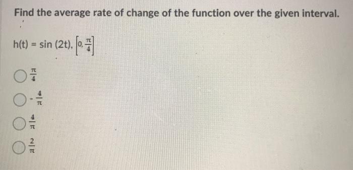 Solved Find the average rate of change of the function over | Chegg.com