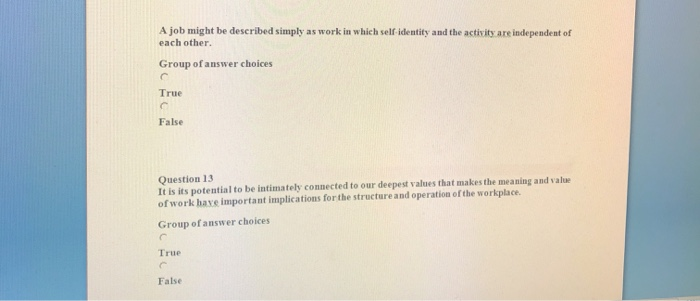 Solved A Job Might Be Described Simply As Work In Which Self Chegg Com