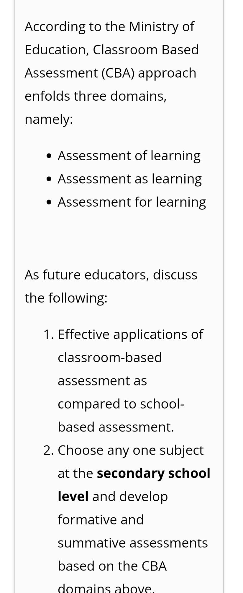 According To The Ministry Of Education, Classroom | Chegg.com