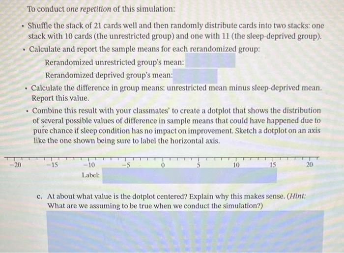 To conduct one repetition of this simulation: - | Chegg.com