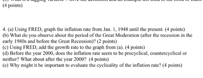 (4 points) 4. (a) Using FRED, graph the inflation | Chegg.com