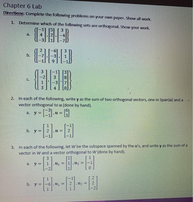 Solved Chapter 6 Lab Directions: Complete the following | Chegg.com