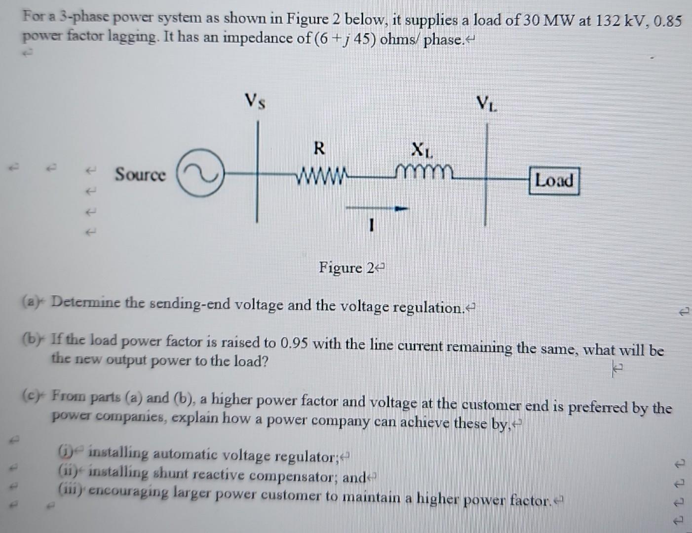 Solved For A 3-phase Power System As Shown In Figure 2 | Chegg.com