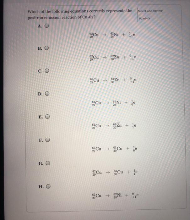 Solved Select one answer Which of the following equations | Chegg.com