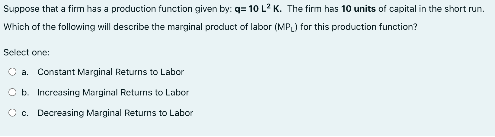 Solved Suppose that a firm has a production function given | Chegg.com