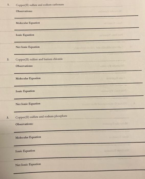 Solved 1. Copper(II) sulfate and sodium carbonate