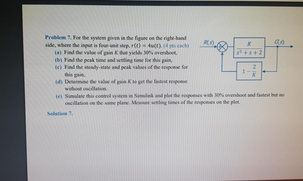 Solved Problem 7. For the system given in the figure on the | Chegg.com