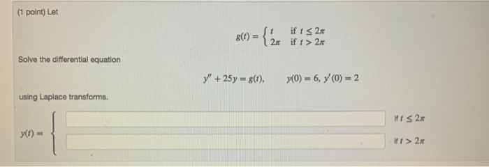 Solved (1 point) Solve the differential equation y" - y - 2y | Chegg.com