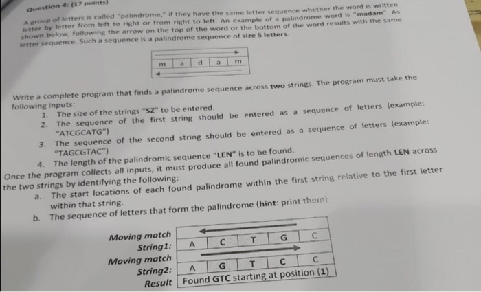 Solved Question 4:17 points) up of letters is called