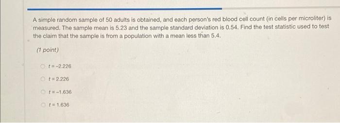 Solved A simple random sample of 50 adults is obtained, and | Chegg.com