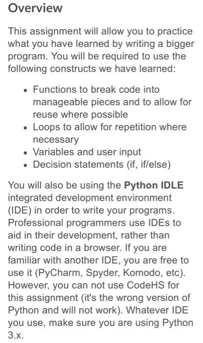 Solved Overview This assignment will allow you to practice | Chegg.com