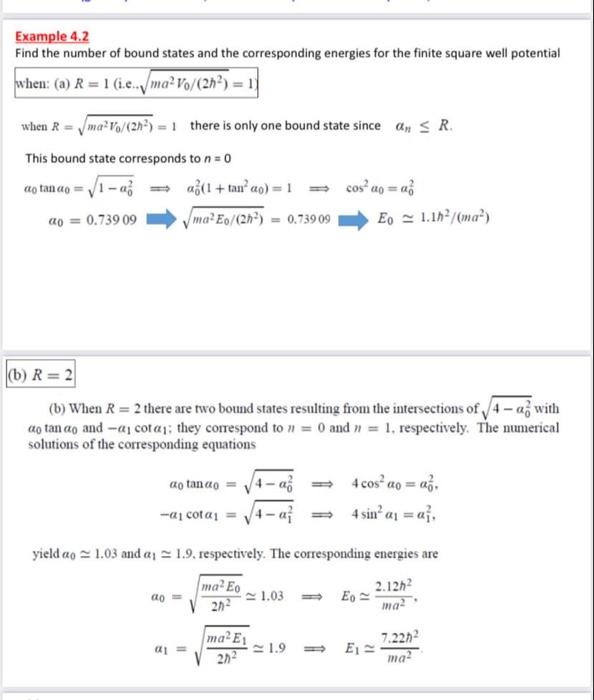 Example 4.2 Find the number of bound states and the | Chegg.com