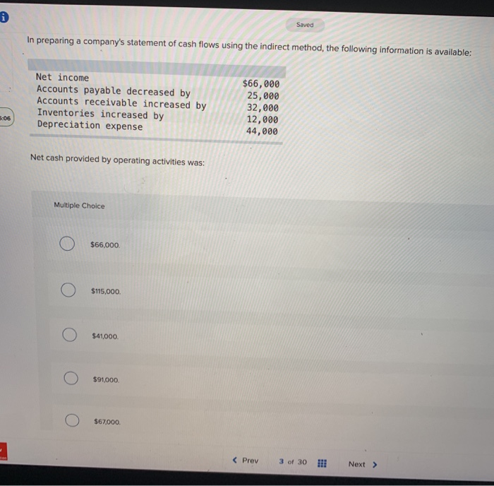 Solved Saved In preparing a company's statement of cash | Chegg.com