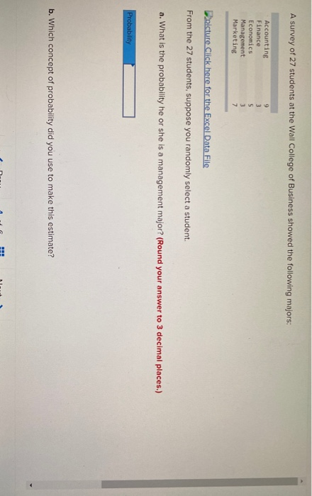 Solved A survey of 27 students at the Wall College of | Chegg.com