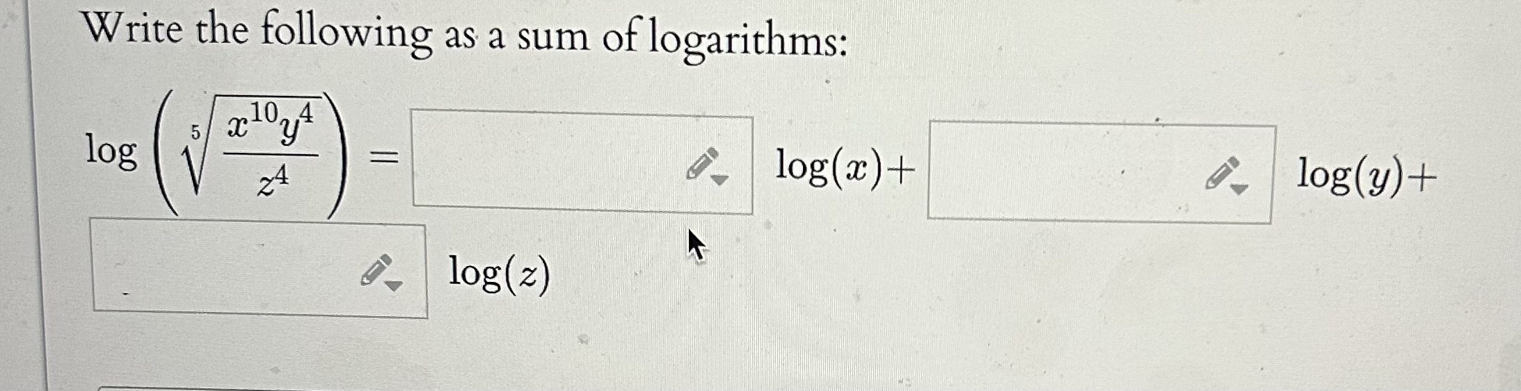 Solved Write the following as a sum of logarithms: | Chegg.com