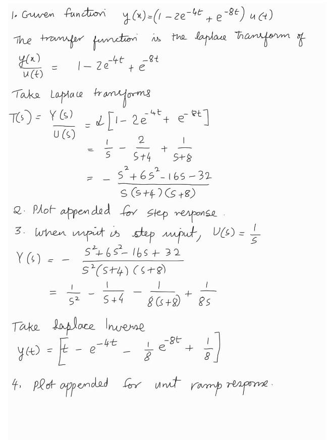 Solved y(t) = (1 – 2e-41 + e-8t)u(t) 1. Determine the | Chegg.com
