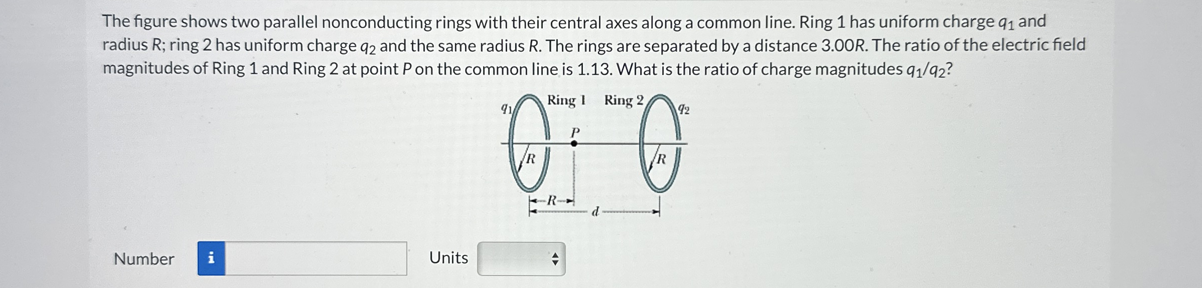 Solved The figure shows two parallel nonconducting rings | Chegg.com