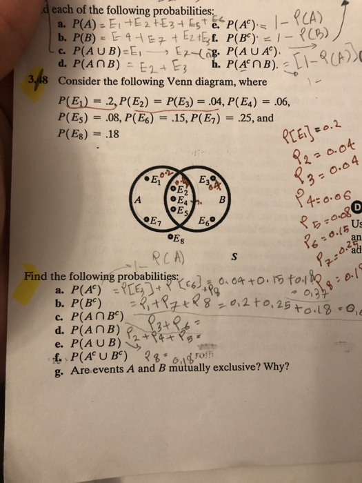 Solved D Each Of The Following Probabilities A P A E Chegg Com