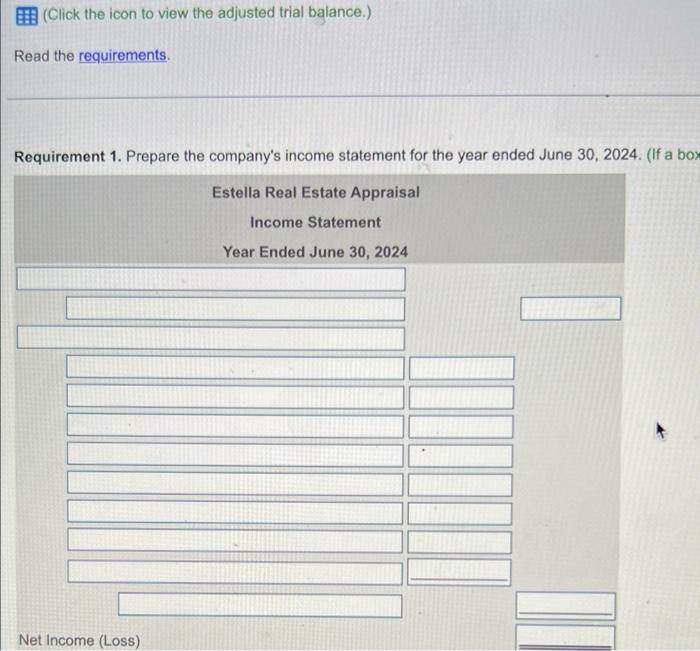 [Solved] The adjusted balance of Estella Real Estate Appr