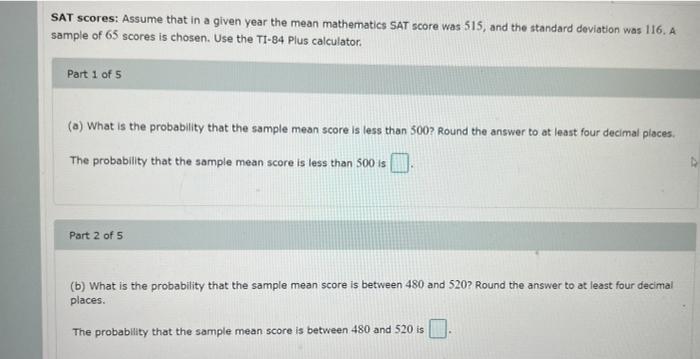 Solved SAT scores: Assume that in a given year the mean | Chegg.com