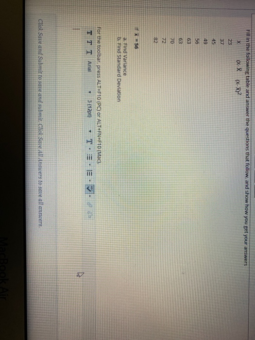 Solved Fill in the following table and answer the questions | Chegg.com