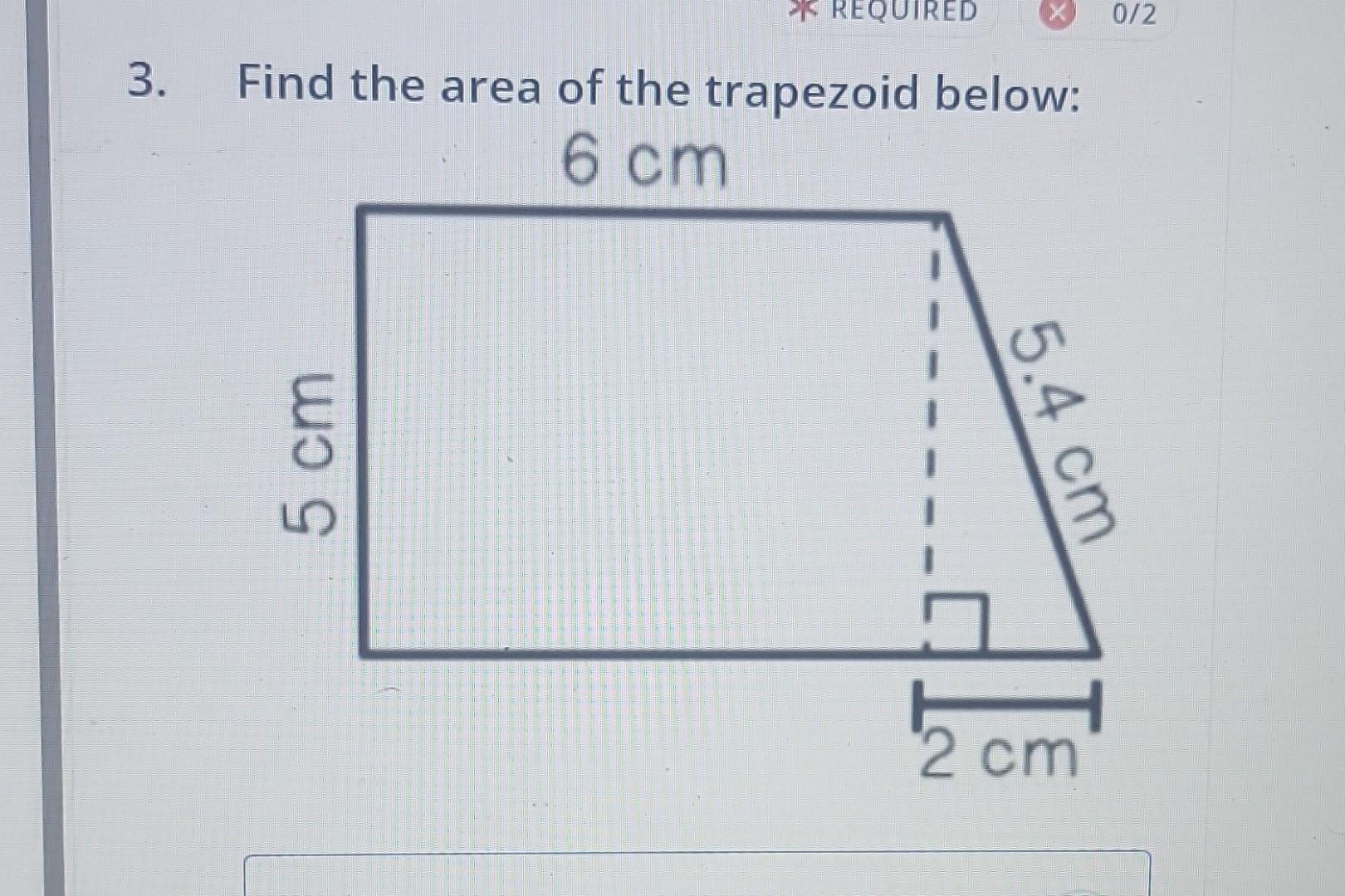 Solved Find the area of the trapezoid below: | Chegg.com