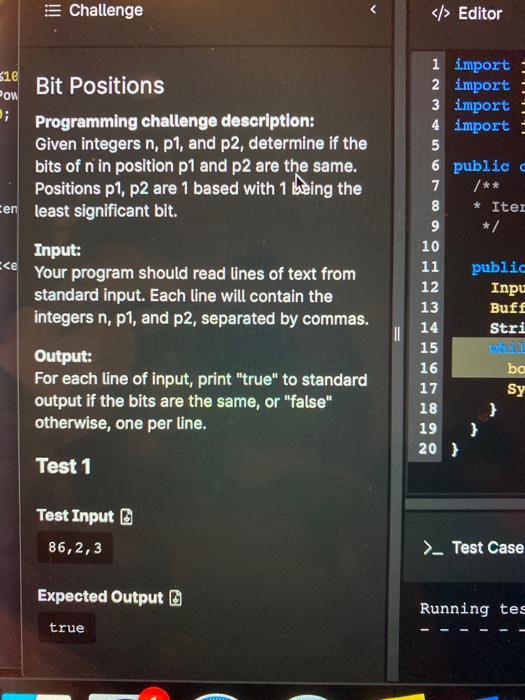 Solved E Challenge Editor Pow 51e Bit Positions Programming | Chegg.com