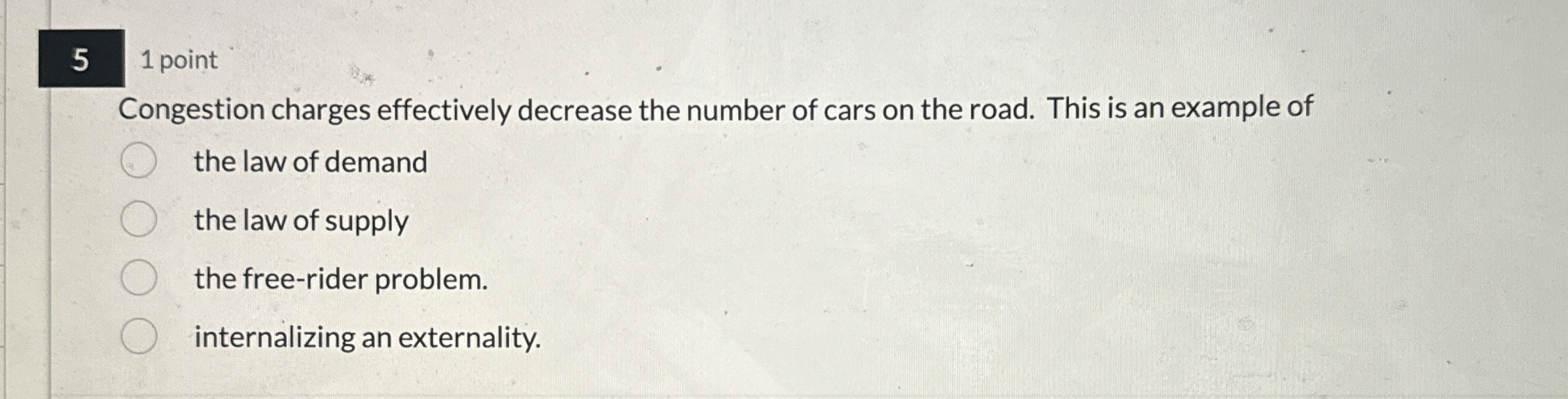Solved 51 ﻿pointCongestion charges effectively decrease the | Chegg.com