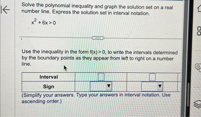 Solved Solve the polynomial inequality and graph the | Chegg.com