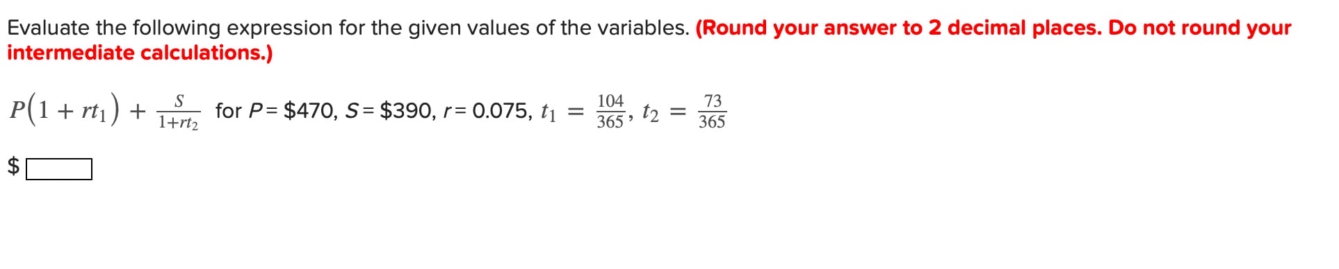 Solved Evaluate the following expression for the given | Chegg.com