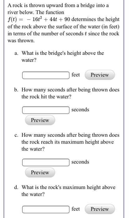 Solved A rock is thrown upward from a bridge into a river | Chegg.com