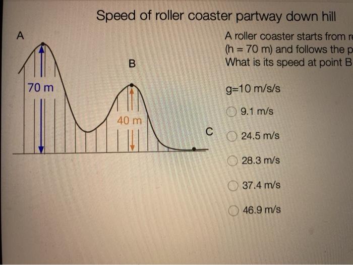 Solved A Roller Coaster Starts From Rest At Point A (h = 70 | Chegg.com