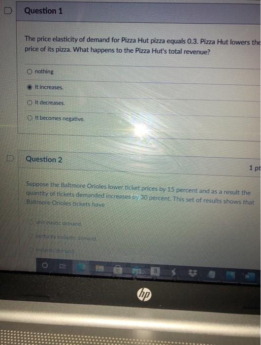 Solved Question 1 The price elasticity of demand for Pizza | Chegg.com