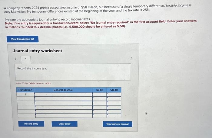 Solved A Company Reports 2024 Pretax Accounting Income Of | Chegg.com